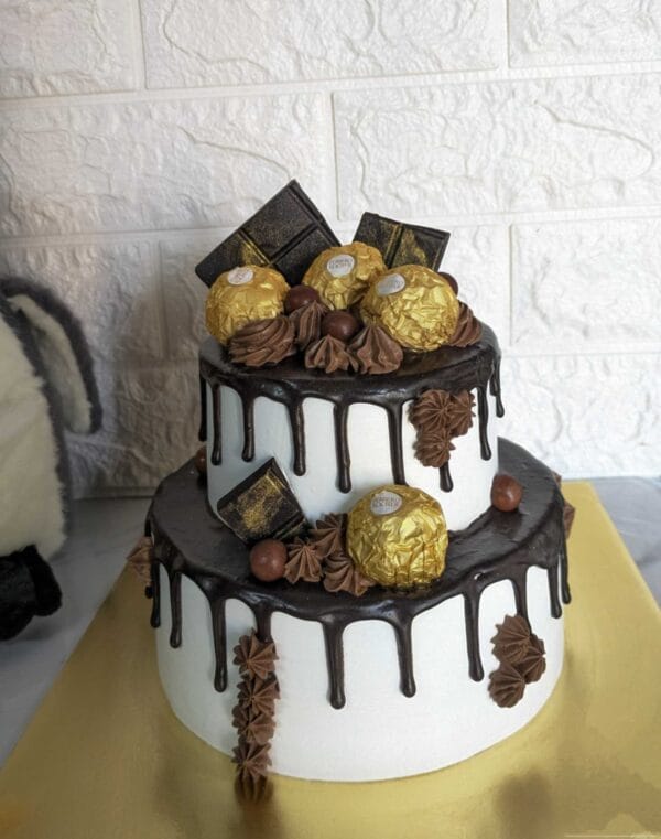 Two tier Simple Chocolate Dutch truffle Cake